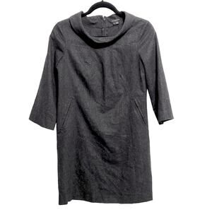 Theory Charcoal Grey Wool 3/4 sleeve winter dress women's Size 4